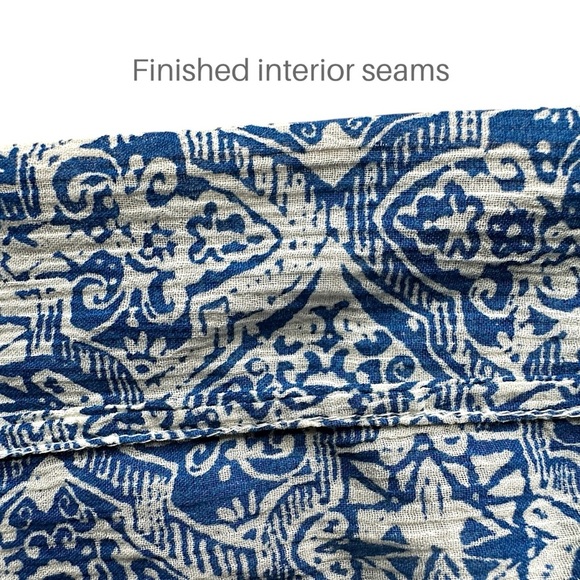 LUCKY BRAND NWOT EMBROIDERED BLUE PEASANT BLOUSE BOHO TIE FRONT 3/4 SLEEVE | SM - Picture 8 of 9